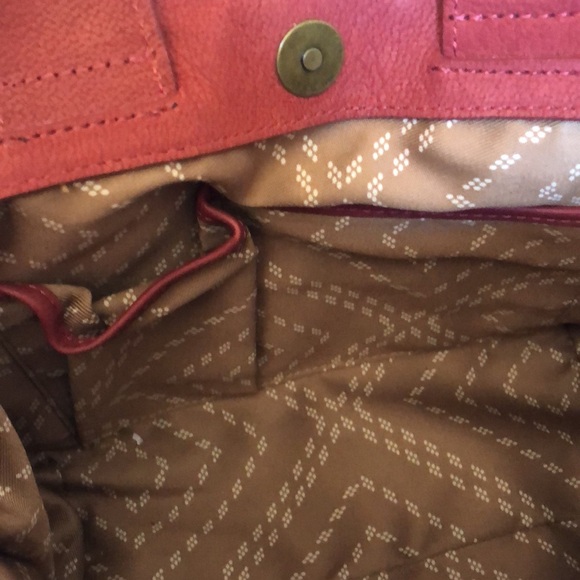 Lucky Brand Red leather Fringe Bucket Bag with crossbody strap Tribal Pattern - Picture 10 of 14